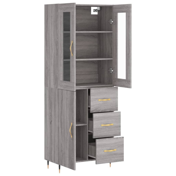 Aparador alto madera contrachapada gris sonoma 69.5x34x180 cm M 4