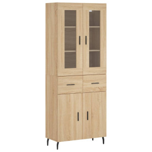 Aparador alto madera contrachapada color roble 69.5x34x180 cm H