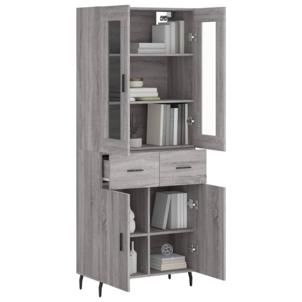 Aparador alto madera contrachapada gris sonoma 69.5x34x180 cm M 3