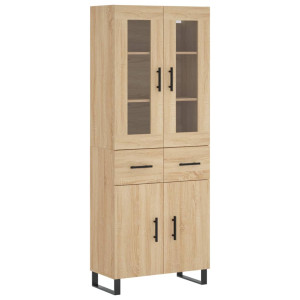 Aparador alto madera contrachapada color roble 69.5x34x180 cm H