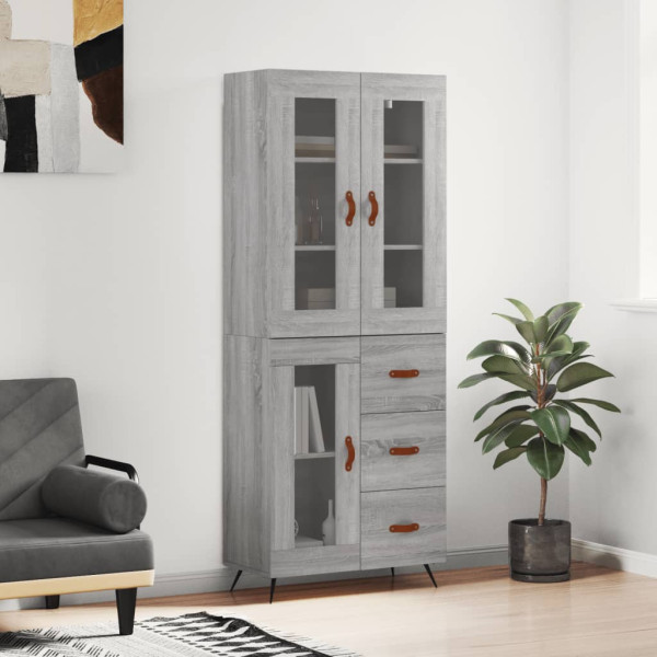 Aparador alto madera contrachapada gris sonoma 69.5x34x180 cm D