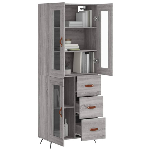 Aparador alto madera contrachapada gris sonoma 69.5x34x180 cm M 3