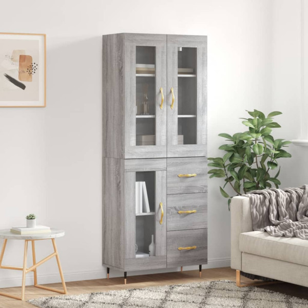 Aparador alto madera contrachapada gris sonoma 69.5x34x180 cm D