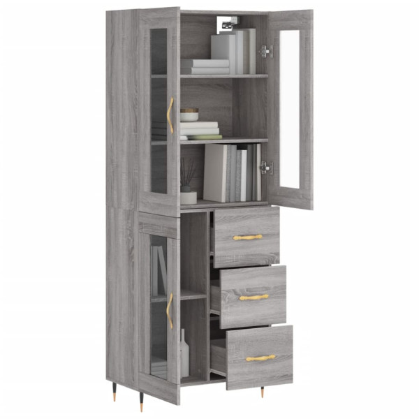 Aparador alto madera contrachapada gris sonoma 69.5x34x180 cm M 3