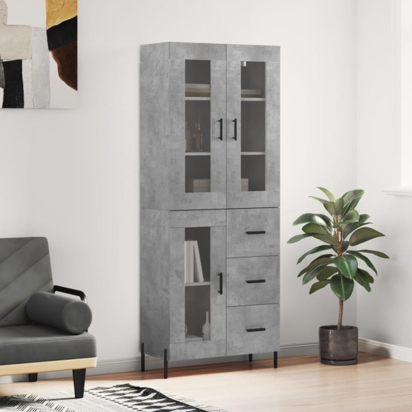 Aparador alto madera contrachapada gris hormigón 69.5x34x180 cm D