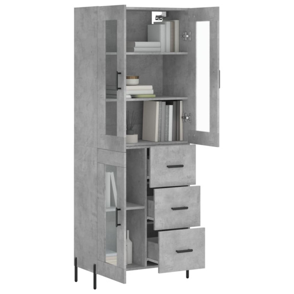 Aparador alto madera contrachapada gris hormigón 69.5x34x180 cm M 3