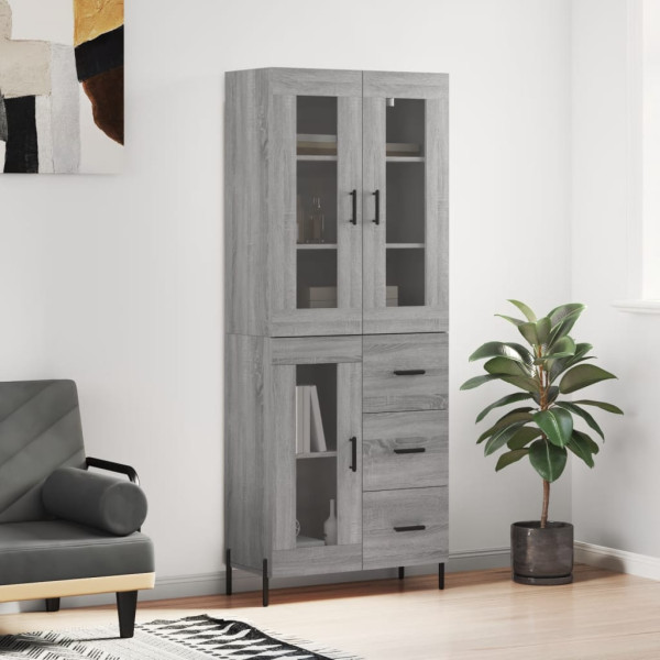 Aparador alto madera contrachapada gris sonoma 69.5x34x180 cm D