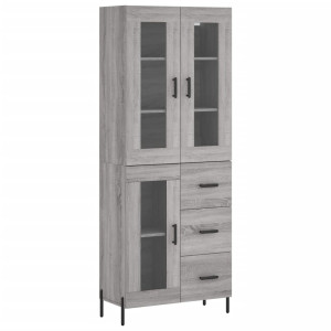 Aparador alto madera contrachapada gris sonoma 69.5x34x180 cm H
