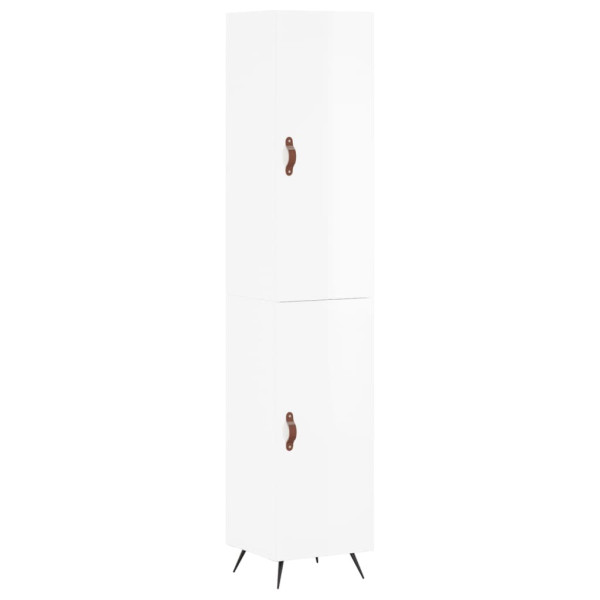 Aparador alto madera contrachapada blanco brillo 34.5x34x180 cm M 2