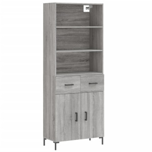 Aparador alto madera contrachapada gris sonoma 69.5x34x180 cm H