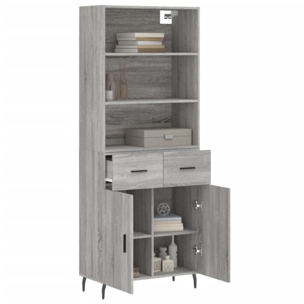 Aparador alto madera contrachapada gris sonoma 69.5x34x180 cm M 3