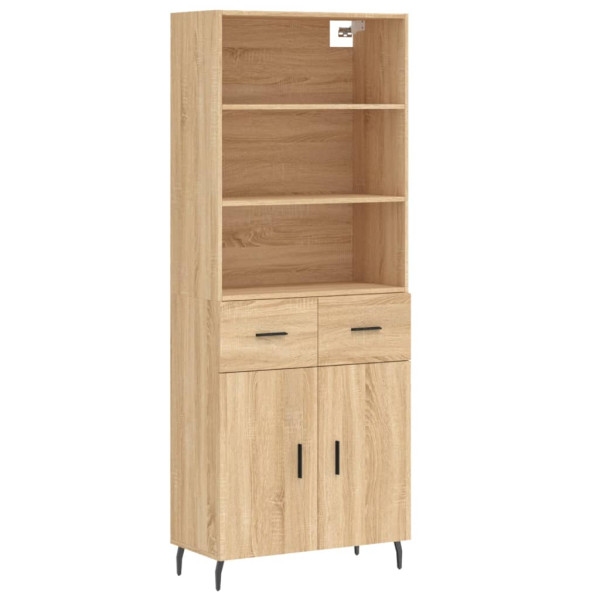 Aparador alto madera contrachapada color roble 69.5x34x180 cm M 2