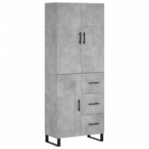 Aparador alto madera contrachapada gris hormigón 69.5x34x180 cm H