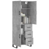 Aparador alto madera contrachapada gris hormigón 69.5x34x180 cm 3