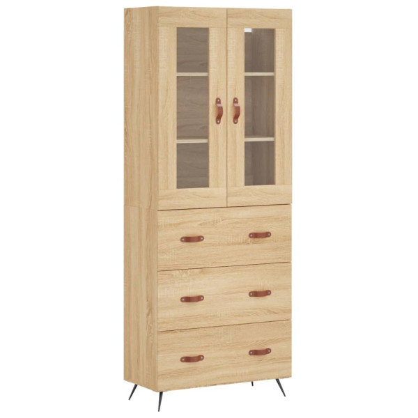 Aparador alto madera contrachapada color roble 69.5x34x180 cm M 2