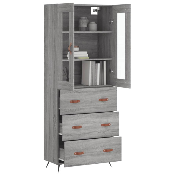 Aparador alto madera contrachapada gris sonoma 69.5x34x180 cm M 3