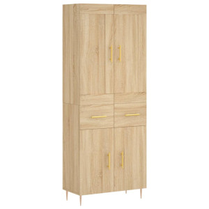 Aparador alto madera contrachapada color roble 69.5x34x180 cm H