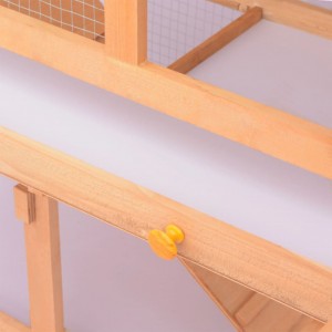 Conejera jaula de animales con patio exterior madera H