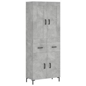 Aparador alto madera contrachapada gris hormigón 69.5x34x180 cm H