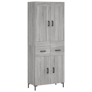 Aparador alto madera contrachapada gris sonoma 69.5x34x180 cm H
