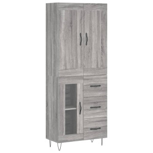 Aparador alto madera contrachapada gris sonoma 69.5x34x180 cm H