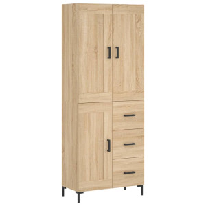 Aparador alto madera contrachapada color roble 69.5x34x180 cm H