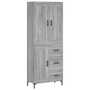 Aparador alto madera contrachapada gris sonoma 69.5x34x180 cm H