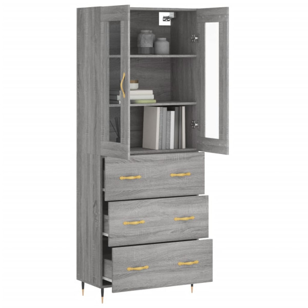 Aparador alto madera contrachapada gris sonoma 69.5x34x180 cm M 3