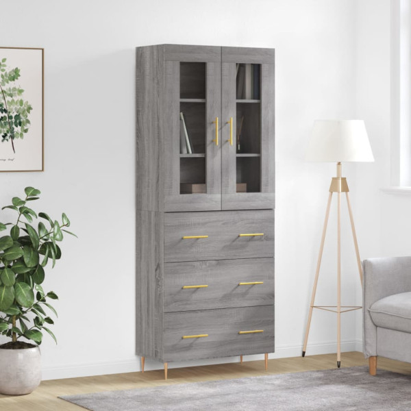 Aparador alto madera contrachapada gris sonoma 69.5x34x180 cm D