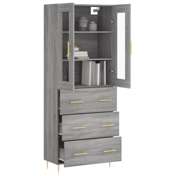 Aparador alto madera contrachapada gris sonoma 69.5x34x180 cm M 3
