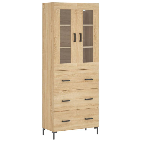 Aparador alto madera contrachapada color roble 69.5x34x180 cm M 2