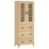 Aparador alto madera contrachapada color roble 69.5x34x180 cm 2