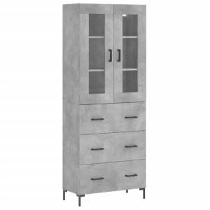 Aparador alto madera contrachapada gris hormigón 69.5x34x180 cm H