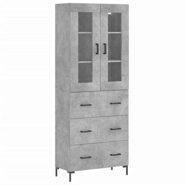 Aparador alto madera contrachapada gris hormigón 69.5x34x180 cm M 2