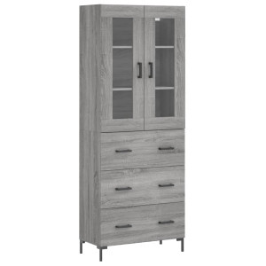 Aparador alto madera contrachapada gris sonoma 69.5x34x180 cm H