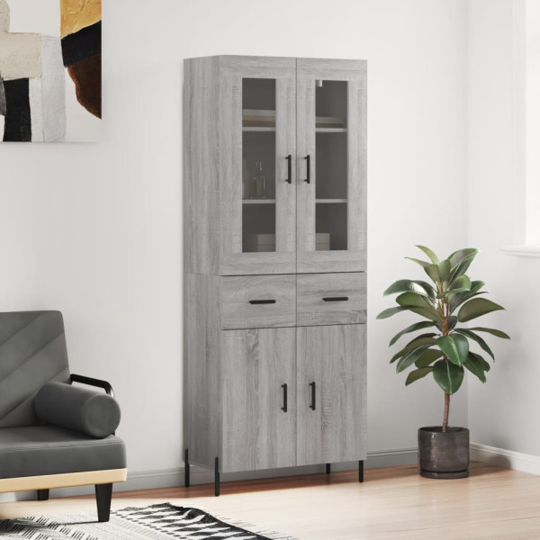 Aparador alto madera contrachapada gris sonoma 69.5x34x180 cm D