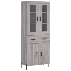 Aparador alto madera contrachapada gris sonoma 69.5x34x180 cm H