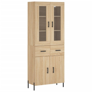 Aparador alto madera contrachapada color roble 69.5x34x180 cm H