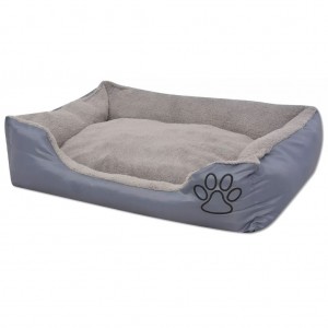 Cama para cães com almofada acolchoada tamanho XL cinzento H