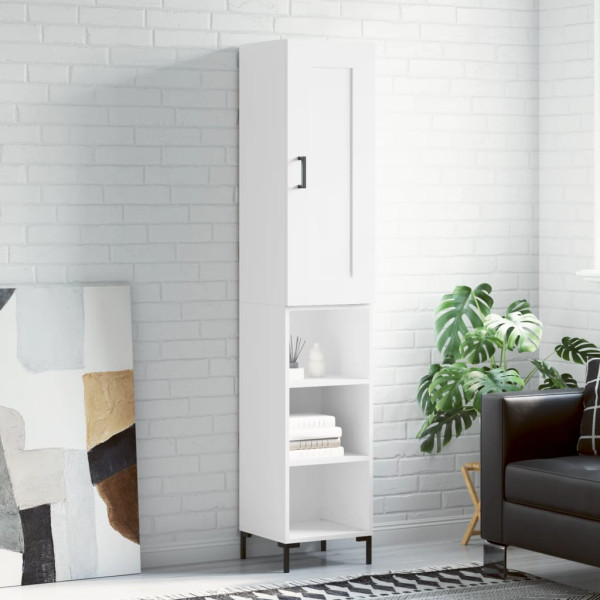 Aparador alto madera contrachapada blanco 34.5x34x180 cm D