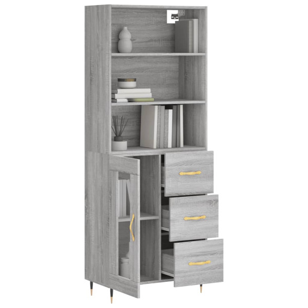 Aparador alto madera contrachapada gris sonoma 69.5x34x180 cm M 3