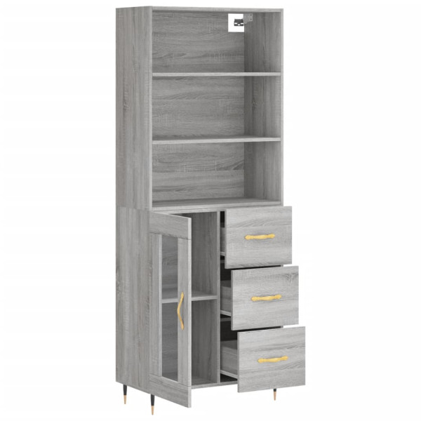 Aparador alto madera contrachapada gris sonoma 69.5x34x180 cm M 4