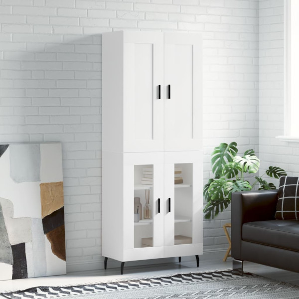 Aparador alto madera contrachapada blanco 69.5x34x180 cm D