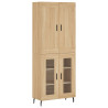 Aparador alto madera contrachapada color roble 69.5x34x180 cm 2