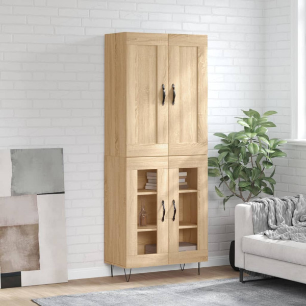 Aparador alto madera contrachapada color roble 69.5x34x180 cm D