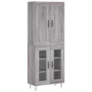 Aparador alto madera contrachapada gris sonoma 69.5x34x180 cm H