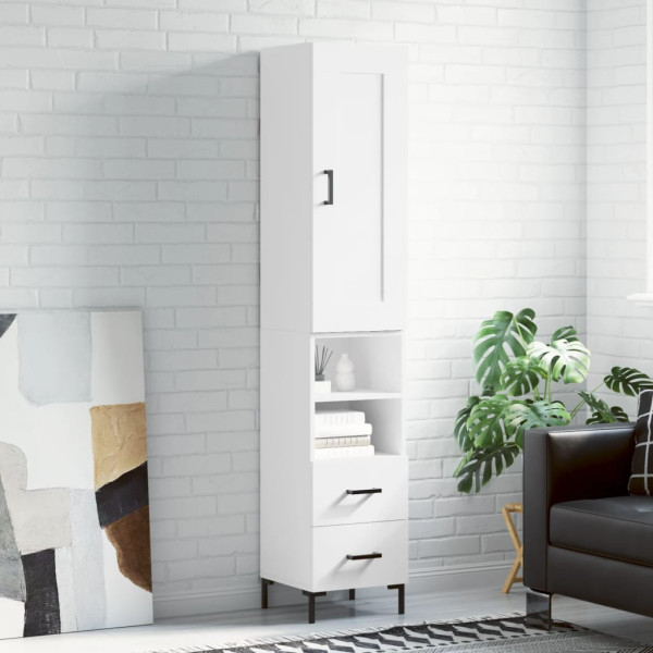 Aparador alto madera contrachapada blanco 34.5x34x180 cm D