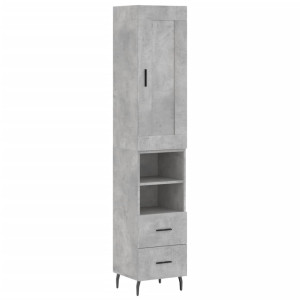 Aparador de madera contrachapada gris hormigón 34.5x34x180 cm H