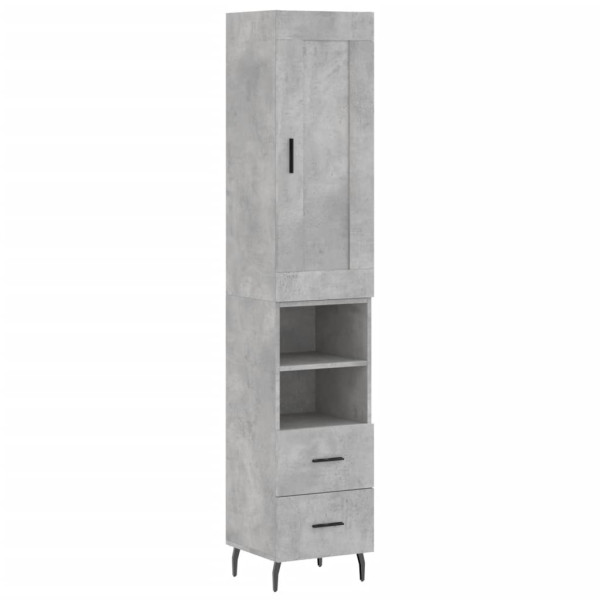 Aparador de madera contrachapada gris hormigón 34.5x34x180 cm M 2