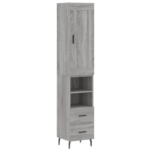 Aparador alto madera contrachapada gris Sonoma 34.5x34x180 cm H